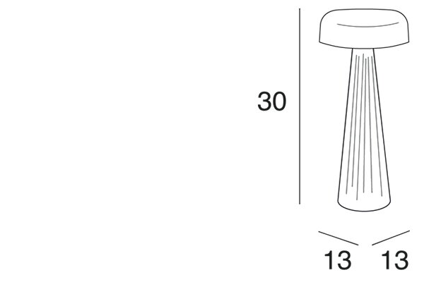 Technický nákres 3D rozmery vysokej stolovej lampy Fade