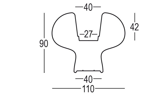 Technický nákres 2D rozmery viacúčelového kvetináča s osvetlením Boyo