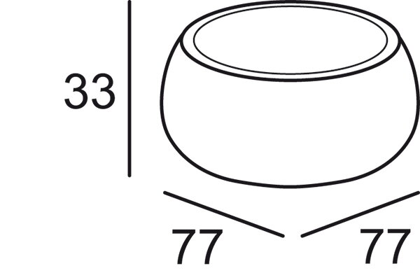 Technický nákres 3D rozmery kvetináča T Ball Pot