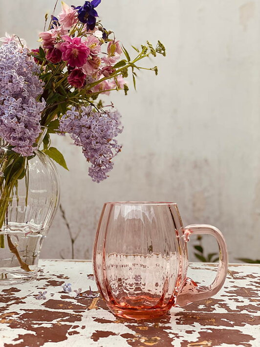 Ružový pohár na pivo Marie z českého autorského skla Radua crystal