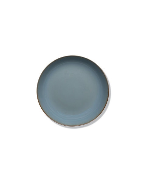 Stredný hlboký tanier z kameniny v tmavomodrej farbe so sivomodrým vnútrom