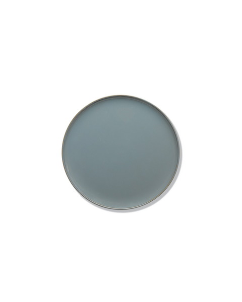 Stredný plytký tanier z kameniny v sivomodrej farbe so žiarivou glazúrou