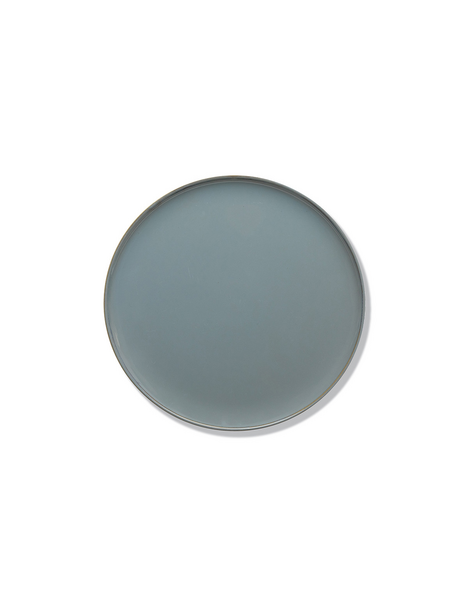 Veľký plytký tanier z kameniny v sivomodrej farbe so žiarivou glazúrou