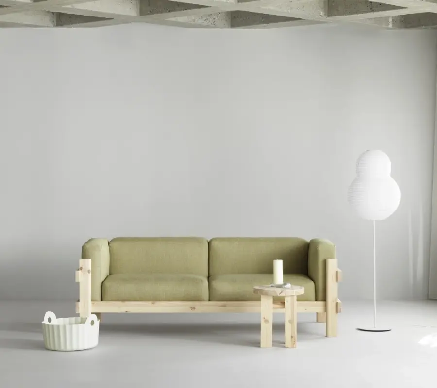 Exkluzívna trojmiestna pohovka s rámom z borovicového dreva