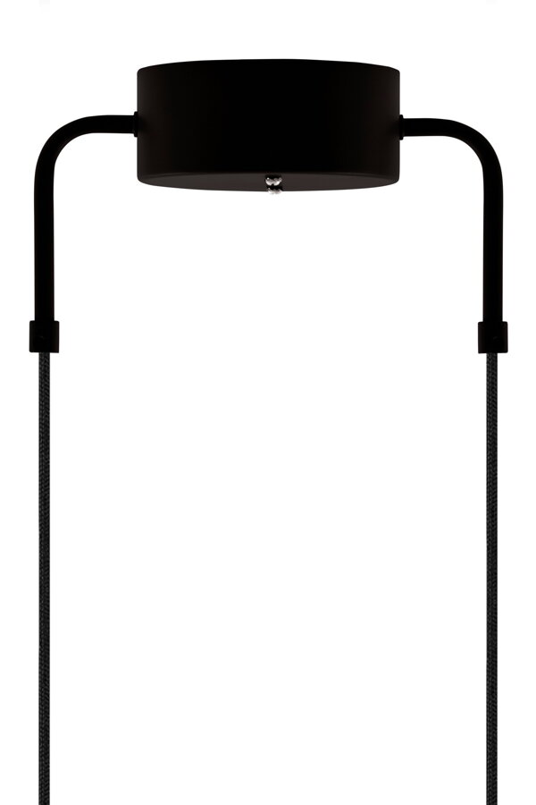 Čierna kovová stropná krytka závesnej lampy Curve 50.