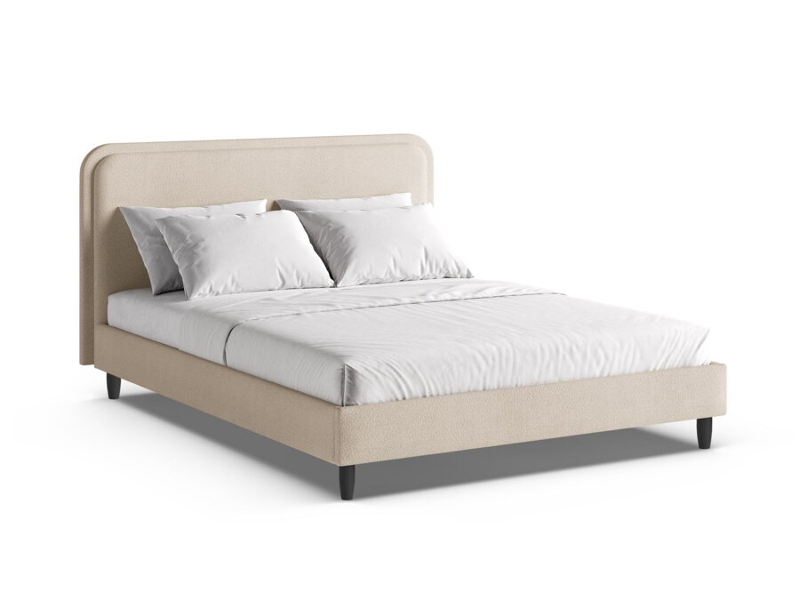 Ustlaná manželská posteľ Aveline v čalúnení béžovej farby.