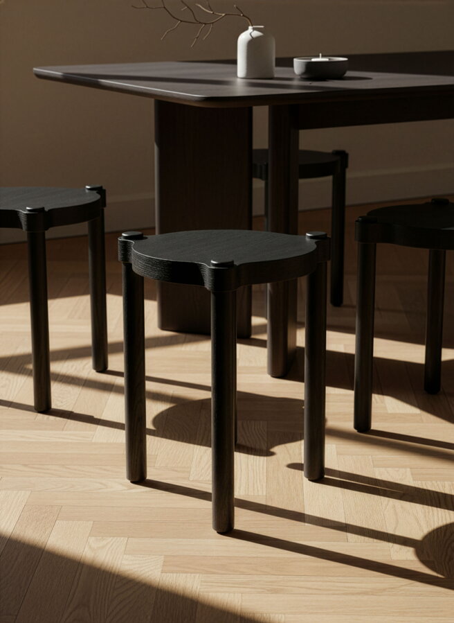 Woody Stool kisasztal/szék – fekete tölgy