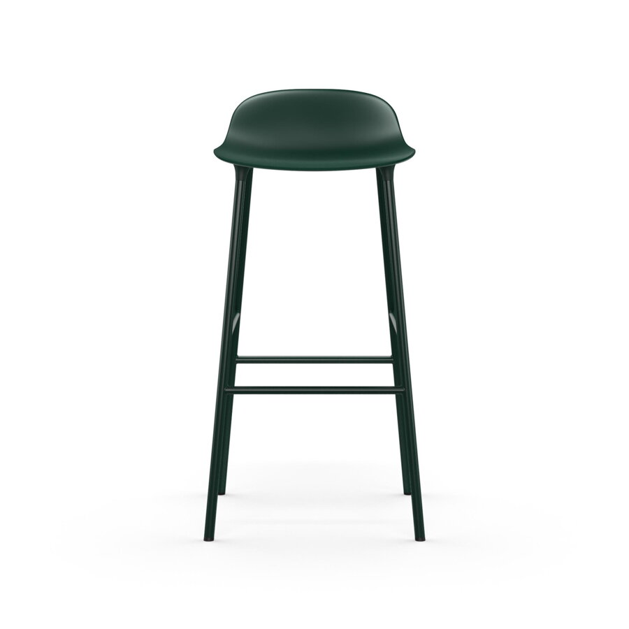Tmavozelená barová stolička Form Barstool s oceľovými nohami.