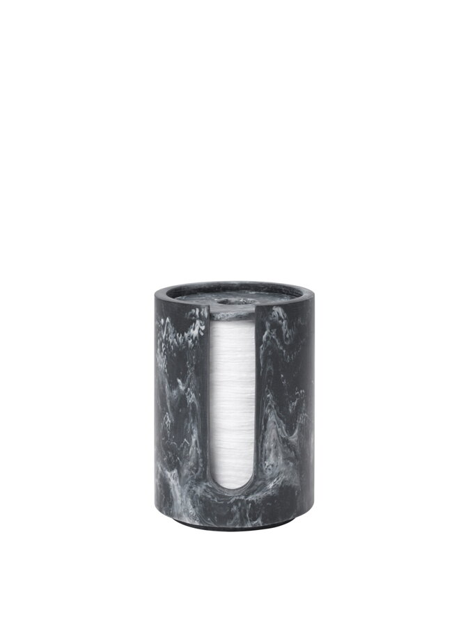 Čierny držiak na vatové tampóny Mist Charcoal vyrobený zo zmesi živice.
