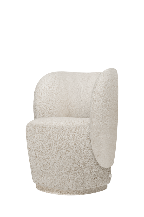 Dizajnové otočné kreslo Rico Club v ženilkovom čalúnení Soft Bouclé vo farbe off-white/piesková