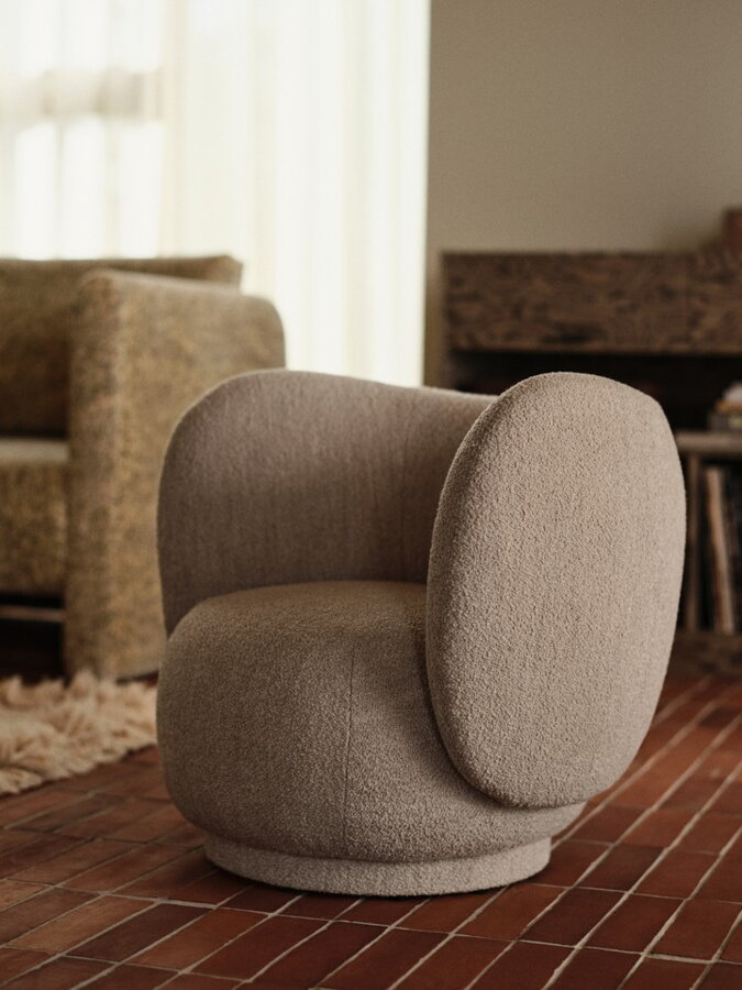 Detské kreslo Rico Soft Bouclé v prírodnej farbe.
