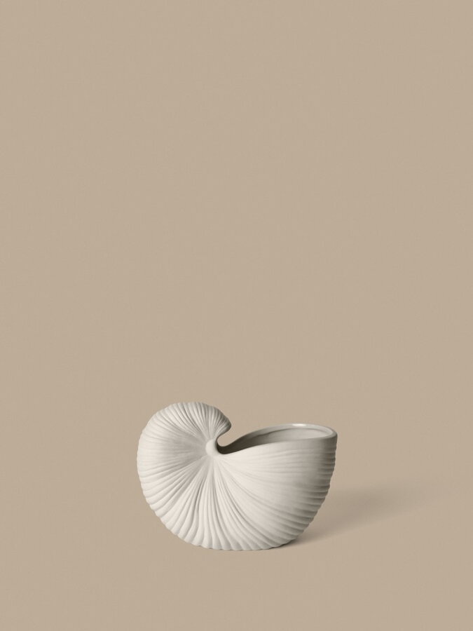 Stredneveľký biely dekoračný kvetináč v tvare mušle Shell Pot.