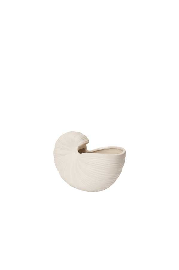Elegantný stredne veľký biely dekoračný kvetináč v tvare mušle Shell Pot.