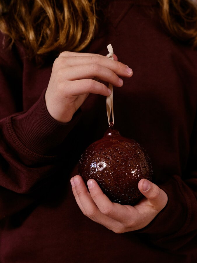 Flurry Glass Baubles karácsonyi díszek, Picante Red, L, 3 db-os szett – sötétpiros