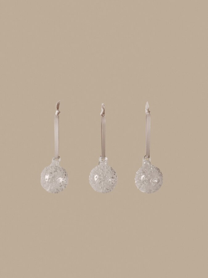 Flurry Glass Baubles karácsonyi díszek, White, S, 3 db-os szett – fehér