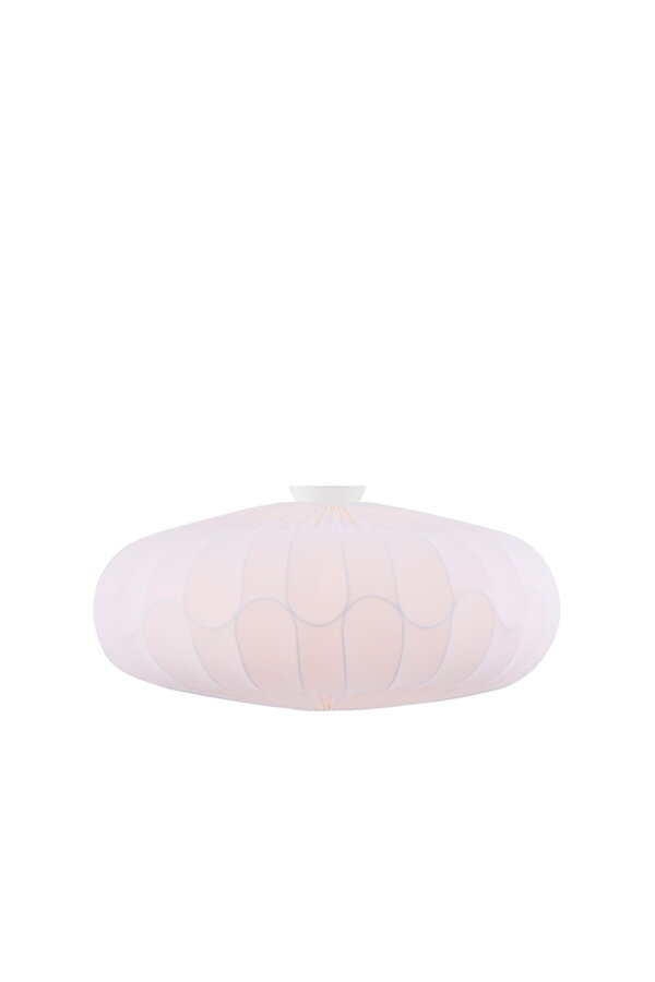 Biela závesná lampa Bladverk s tienidlom potiahnutým prémiovou elastickou bavlnenou textíliou.