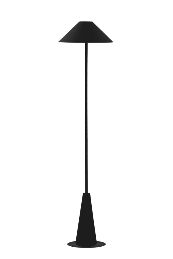 Čierna prenosná stojanová lampa. 