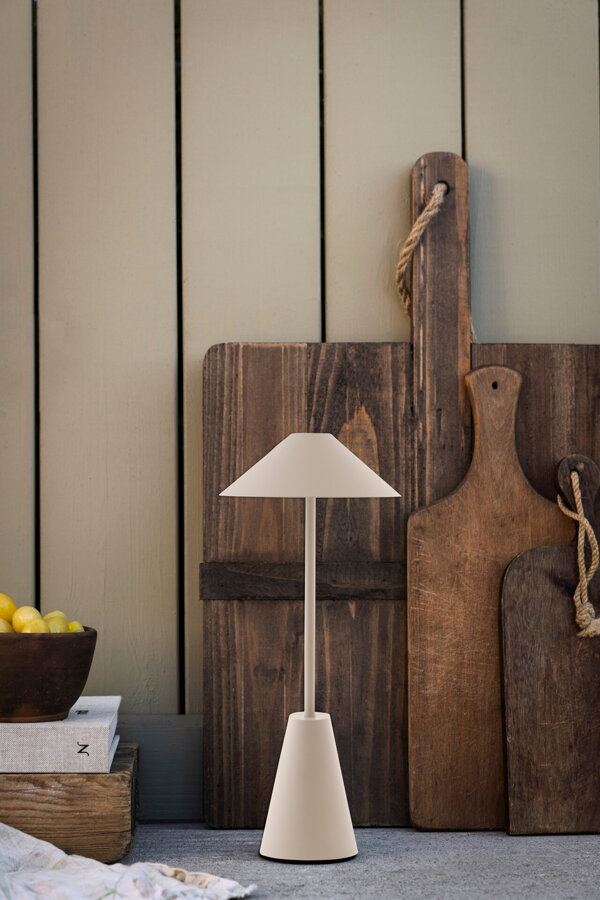 Cannes Mud IP54 hordozható asztali lámpa – barnásszürke