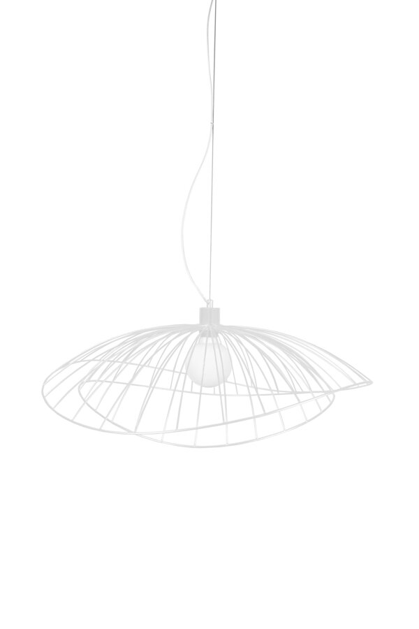 Biela kovová závesná lampa Ray s tienidlami vloženými do seba.