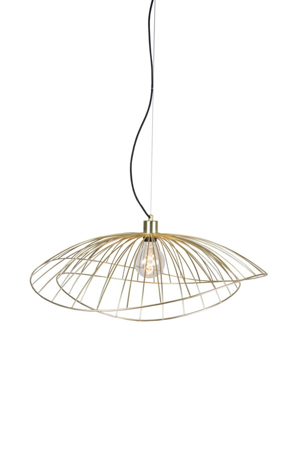 Dizajnová kovová závesná lampa Ray s tienidlom v prevedení brúsenej mosadze.