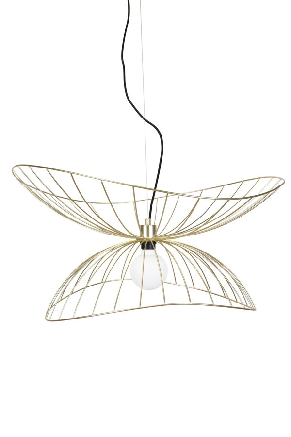 Dizajnová kovová závesná lampa Ray s tienidlom v prevedení brúsenej mosadze.