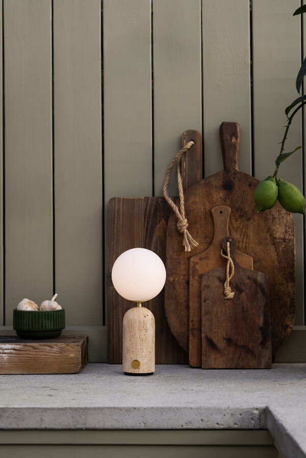 Prenosná stolová lampa Torrano – béžová/travertín