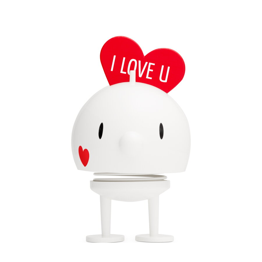 Veľká biela dekoračná figúrka Hoptimista Love chlapec so srdiečkom I love you
