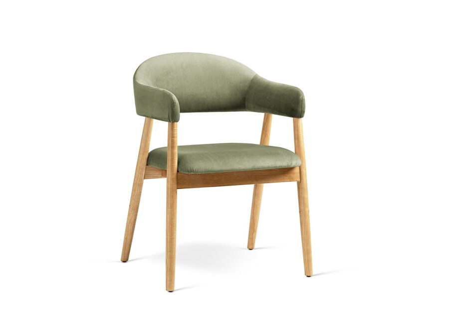 Stolička Adra čalúnená tkaninou Velvet v odtieni Green.