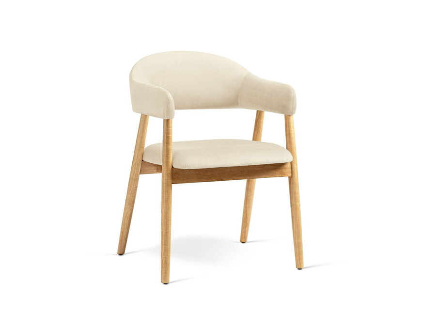 Stolička Adra čalúnená tkaninou Velvet v bielom odtieni Ivory.