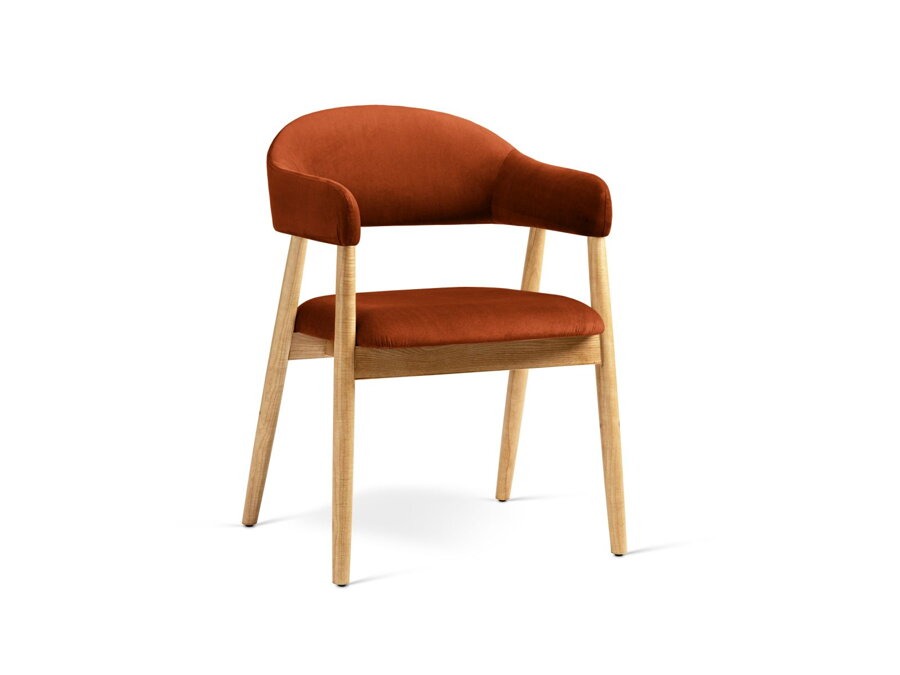Stolička Adra čalúnená tkaninou Velvet v oranžovom odtieni Auburn.