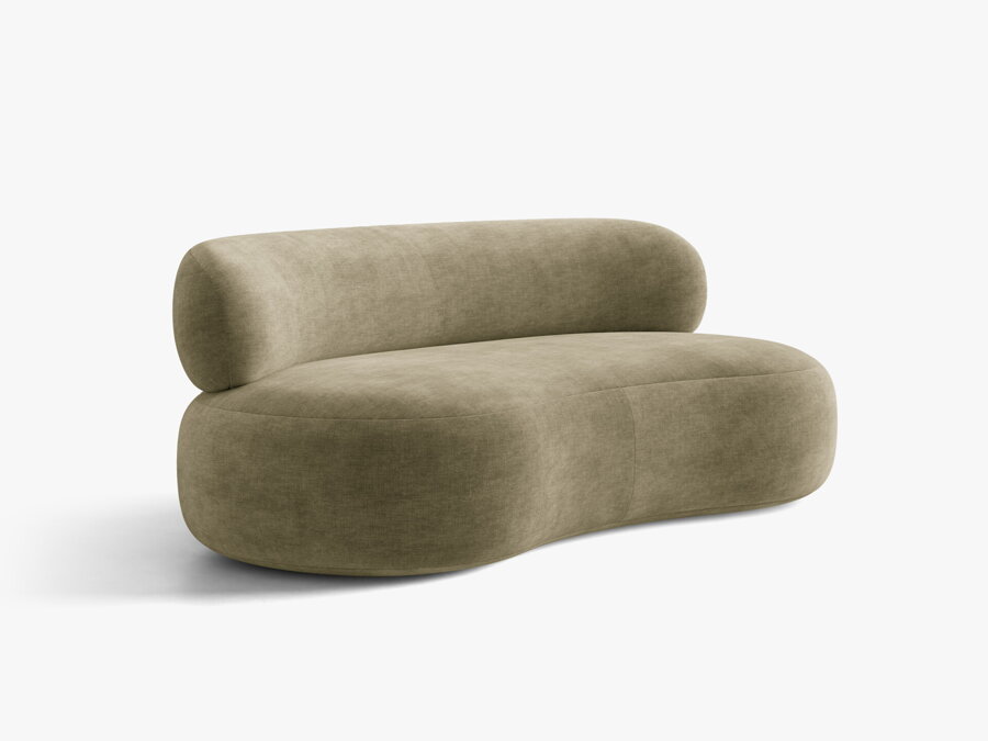 Pohovka Aura v čalúnení Chenille (Golden) vo farbe Light Olive.