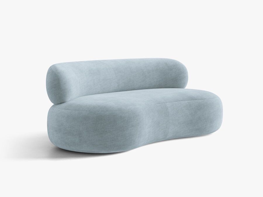 Pohovka Aura v čalúnení Chenille (Golden) vo farbe Pastel Blue.