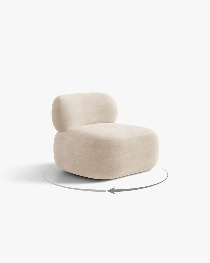 Otočné kreslo Aura v čalúnení Chenille (Golden) vo farbe Light Beige.