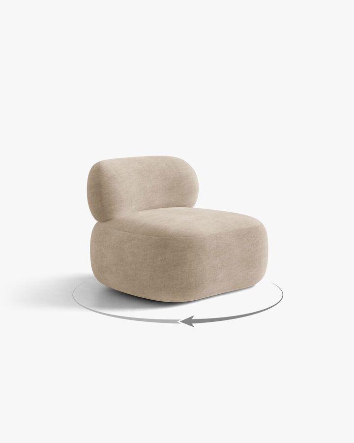 Otočné kreslo Aura v čalúnení Chenille (Golden) vo farbe Dark Beige.