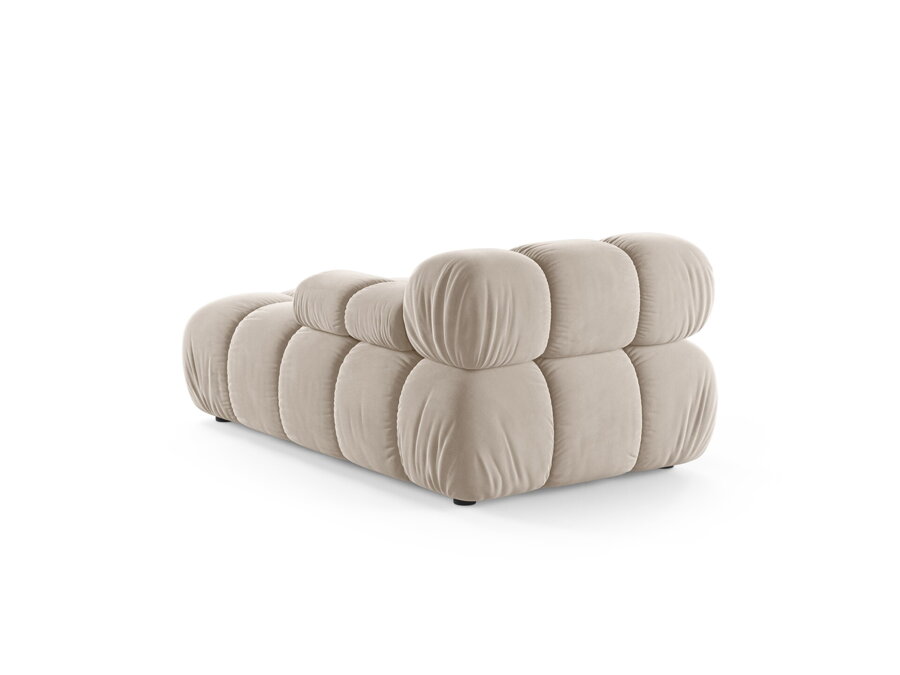 Luxusný modul Chaise longues Bellis v tmavom béžovom čalúnení a pohľad na jeho zadnú stranu.
