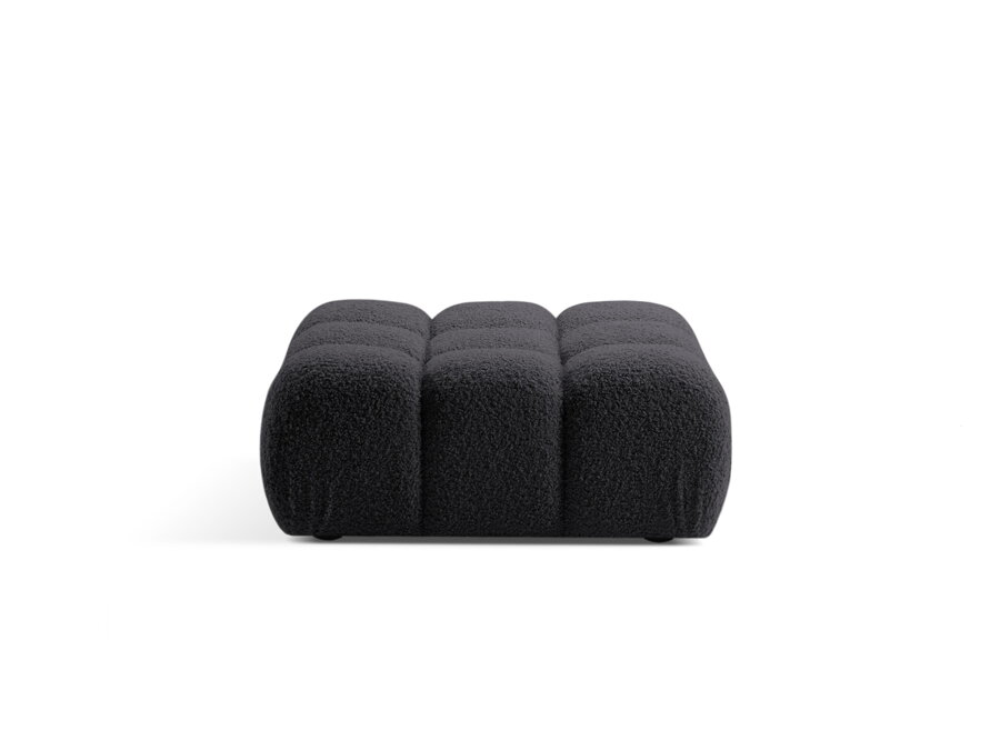 Puf Bellis v čalúnení tkaniny Boucle (Rolf) v tmavosivej farbe.