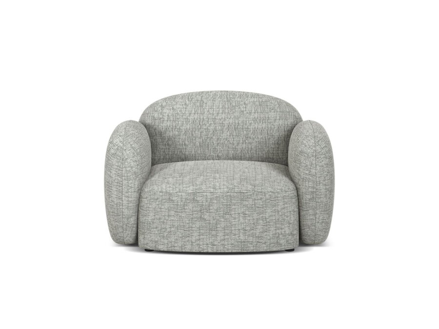 Kreslo Blair v čalúnení teplej sivej farby.