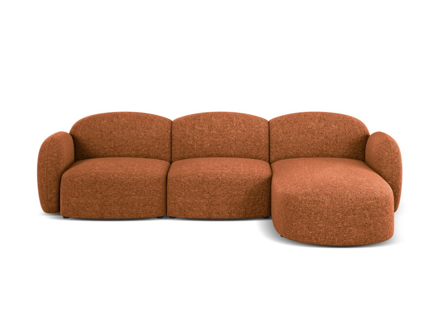 4-miestna modulárna rohová sedačka Blair v čalúnení tehlovej oranžovej farby.