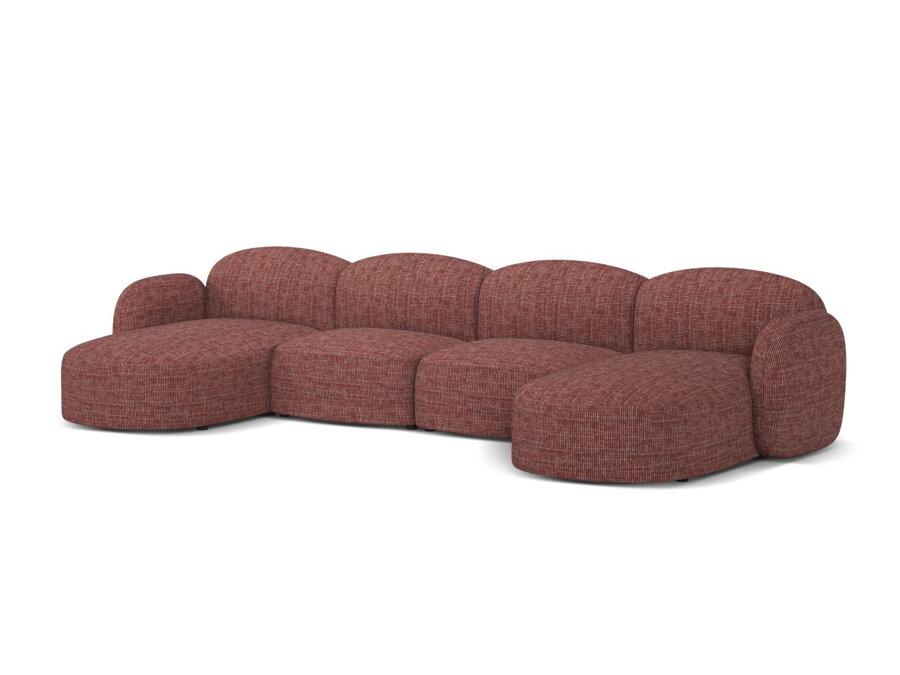 Panoramatická 6-miestna modulárna sedačka Blair v čalúnení červenej farby.