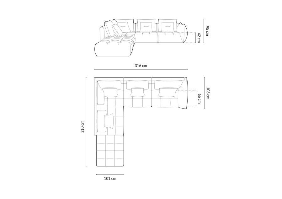 Rozmery sedačky Bloom.