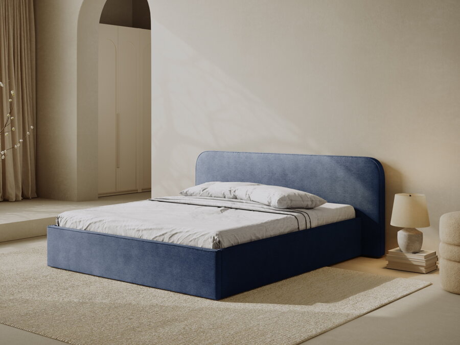 Posteľ Elizabeth v kvalite látky Structured Fabric (Babel) a farebnom prevedení Dark Blue.