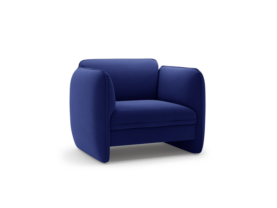 Kreslo Georgia v zamatovom čalúnením modrej farby.