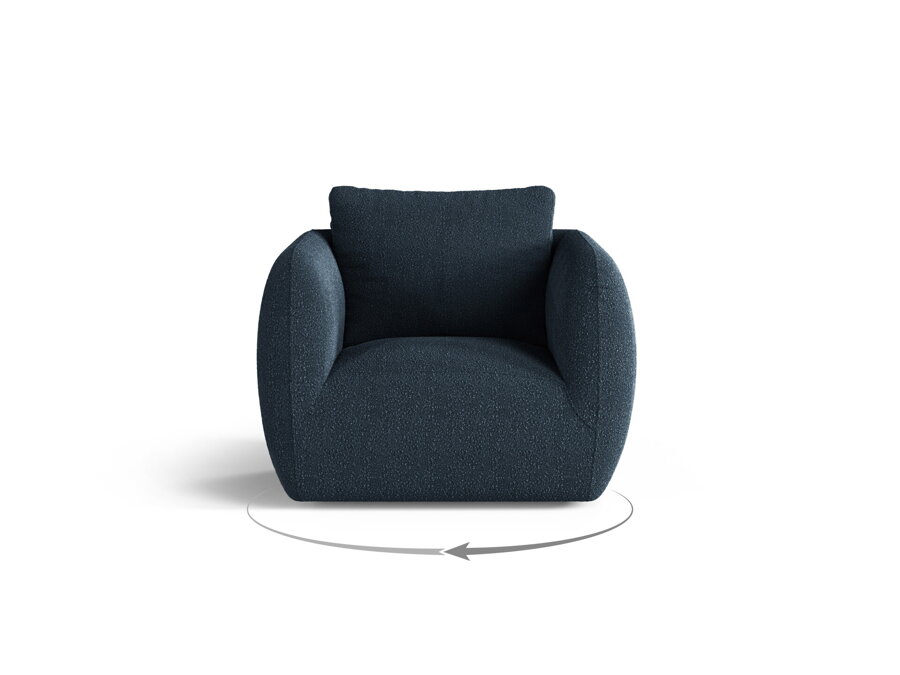 Otočné kreslo Iga v čalúnením tmavomodrej farby.