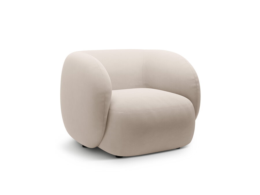 Dizajnové kreslo s podrúčkami  Kate v čalúnení béžovej farby.