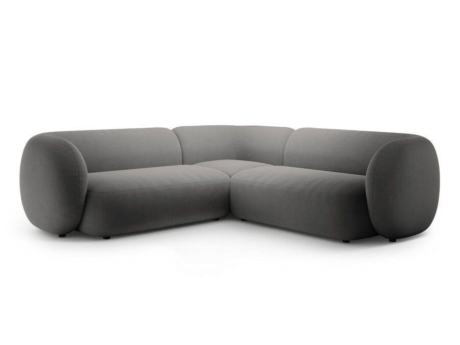 Symetrická 5-miestna modulárna rohová sedačka Kate v čalúnení tmavosivej farby.