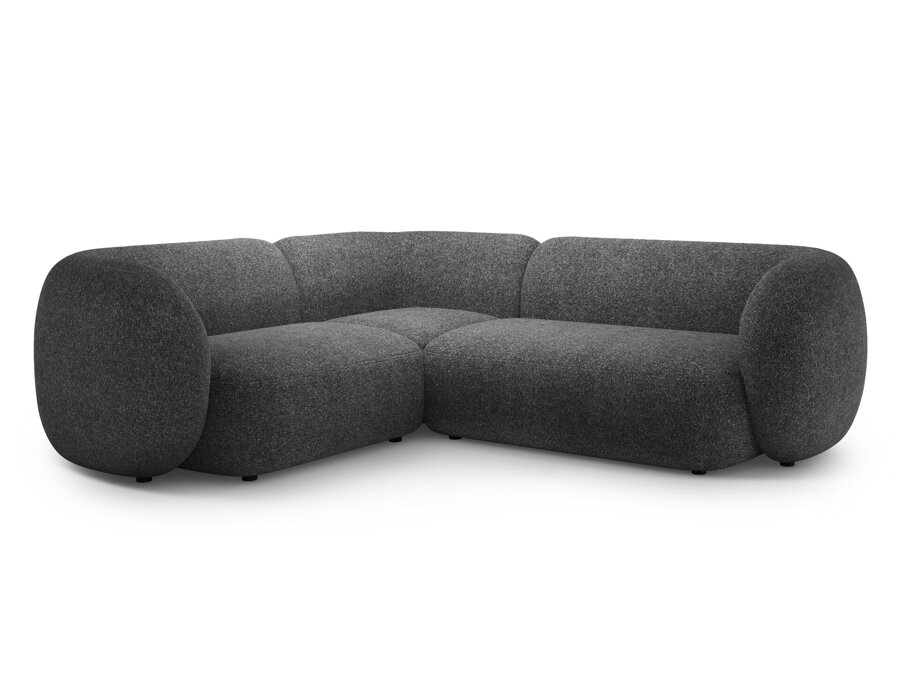 Modulárna rohová sedačka Kate v čalúnení tmavosivej melanž farby.