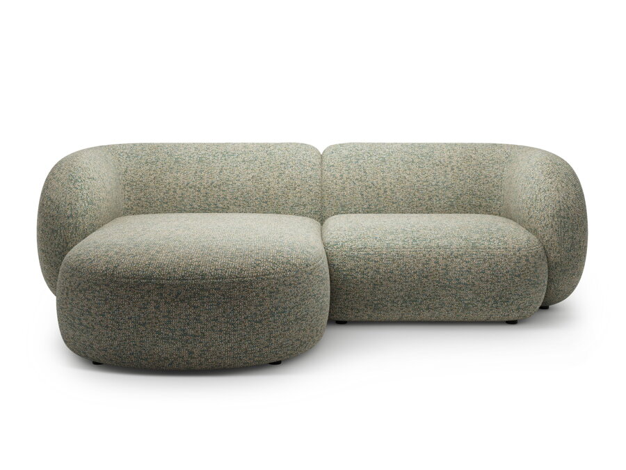 Modulárna rohová sedačka Kate v čalúnení machovej zelenej melanž farby.
