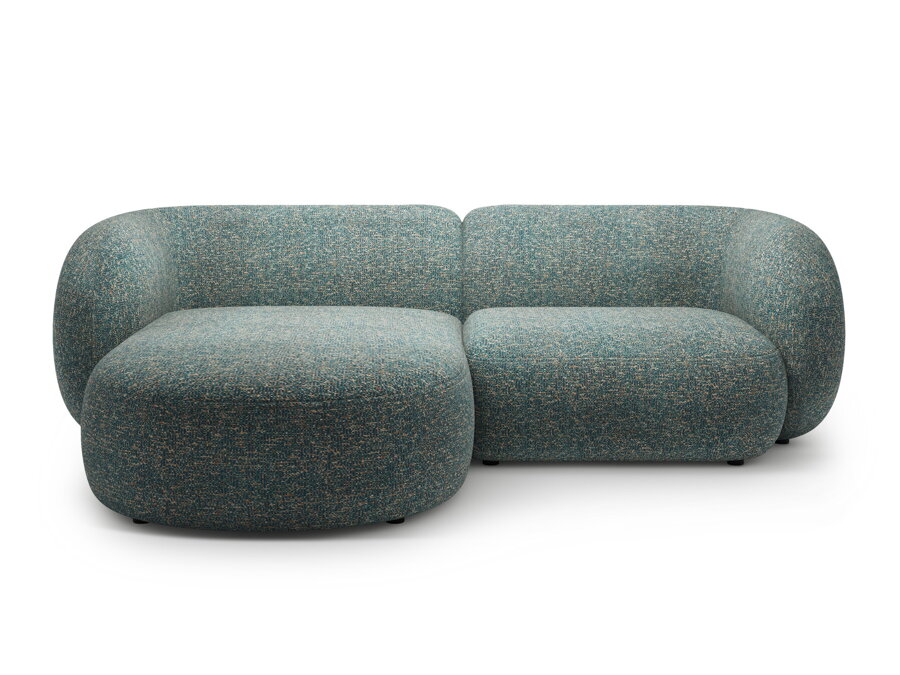 Modulárna rohová sedačka Kate v čalúnení modrej melanž farby.