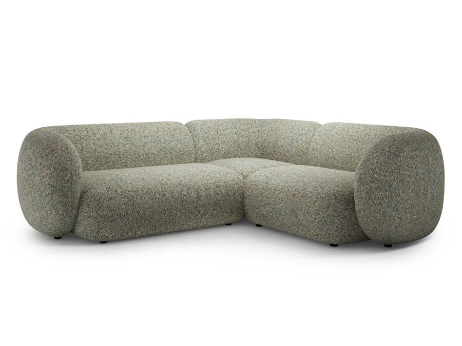 Modulárna rohová sedačka Kate v čalúnení machovej zelenej melanž farby.