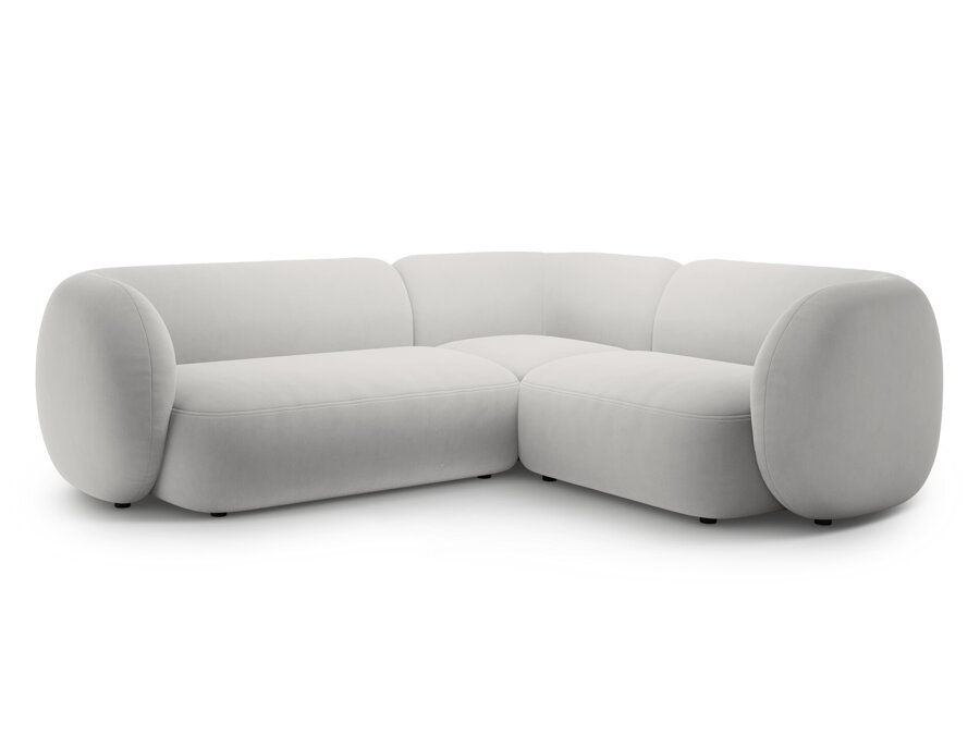 4-miestna modulárna rohová sedačka Kate v čalúnení svetlosivej farby.